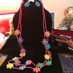 Necklace & Earrings Set Floral Designer